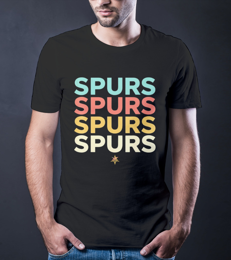 San Antonio Spurs NBA Team Colorful Logo Repetition T-Shirt
