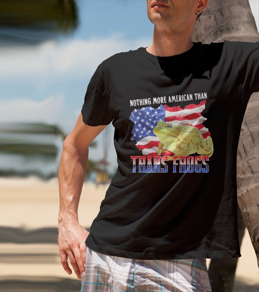 Nothing More American Than Trans Frogs Pride USA Flag Frog T-Shirt
