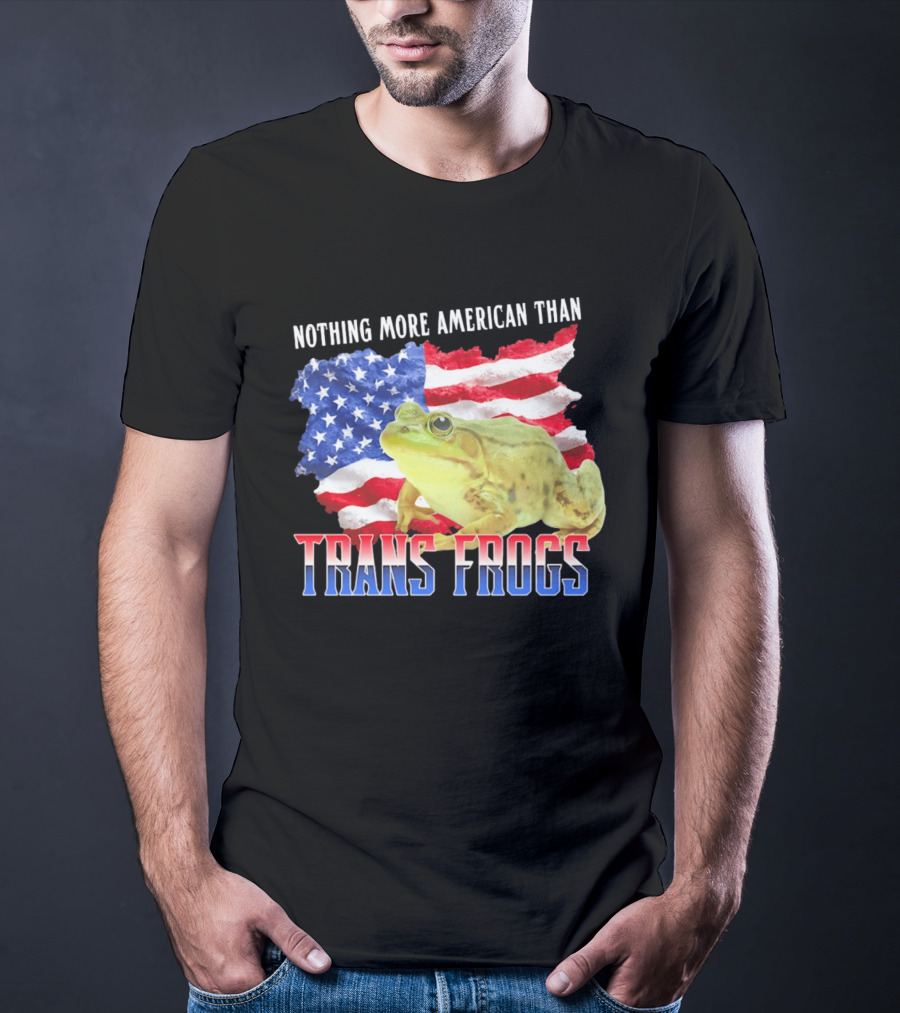 Nothing More American Than Trans Frogs Pride USA Flag Frog T-Shirt