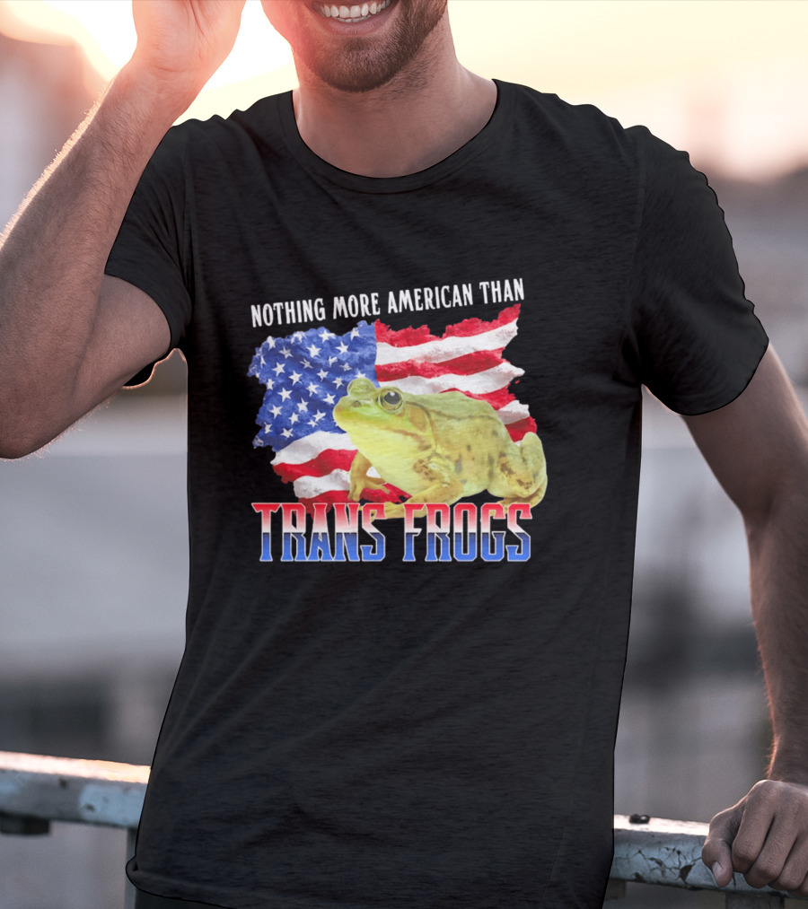 Nothing More American Than Trans Frogs Pride USA Flag Frog T-Shirt