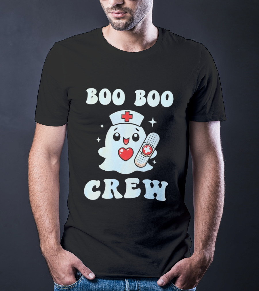 Boo Boo Crew Cute Ghost Nurse Halloween T-Shirt