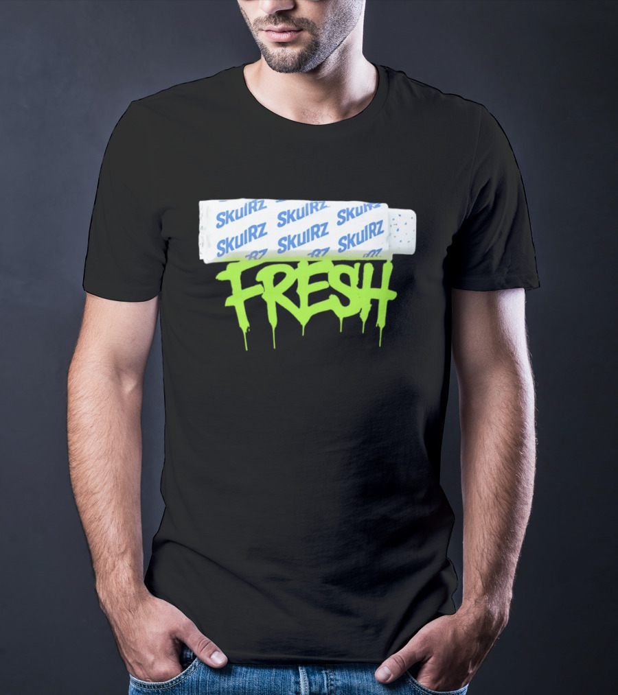Skulrz Fresh Gum Stylized Wrapper And Green Dripping T-Shirt