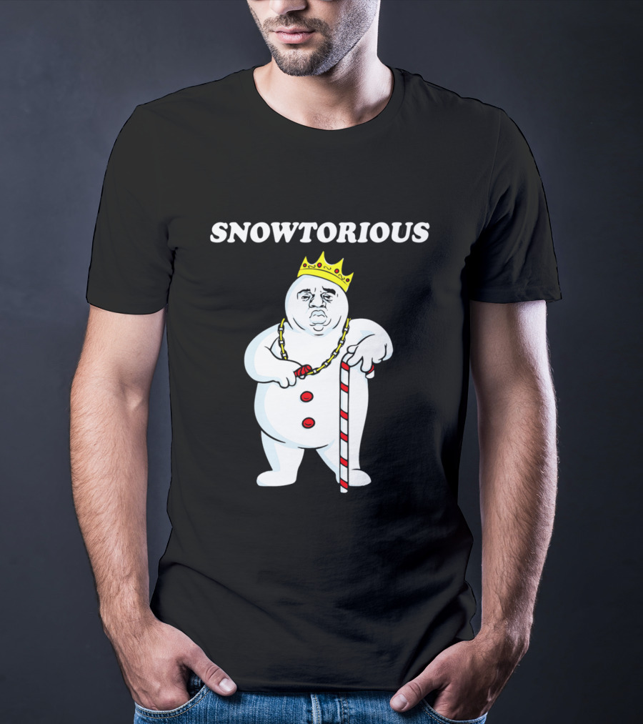 SNOWTORIOUS Funny Christmas King Snowman With Crown And Candy Cane T-Shirt