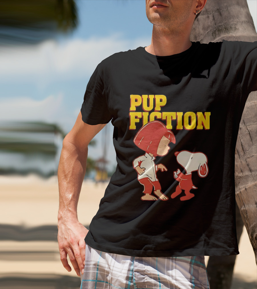 Pup Fiction Peanuts Characters Scene T-Shirt