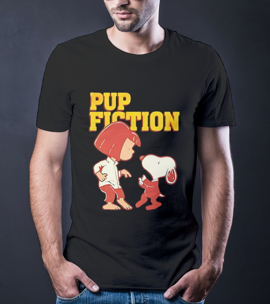 Pup Fiction Peanuts Characters Scene T-Shirt
