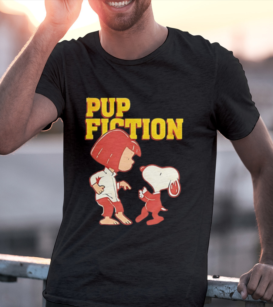 Pup Fiction Peanuts Characters Scene T-Shirt