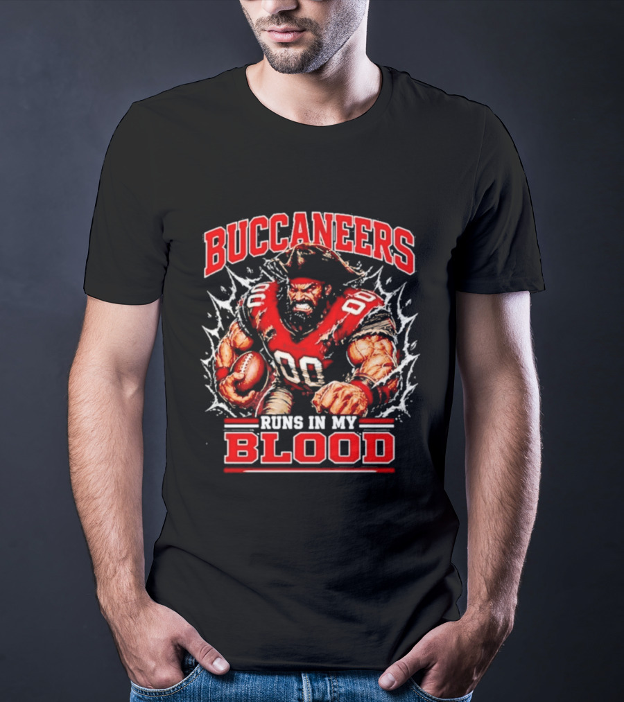 Buccaneers Runs In My Blood Football Player Team Spirit T-Shirt