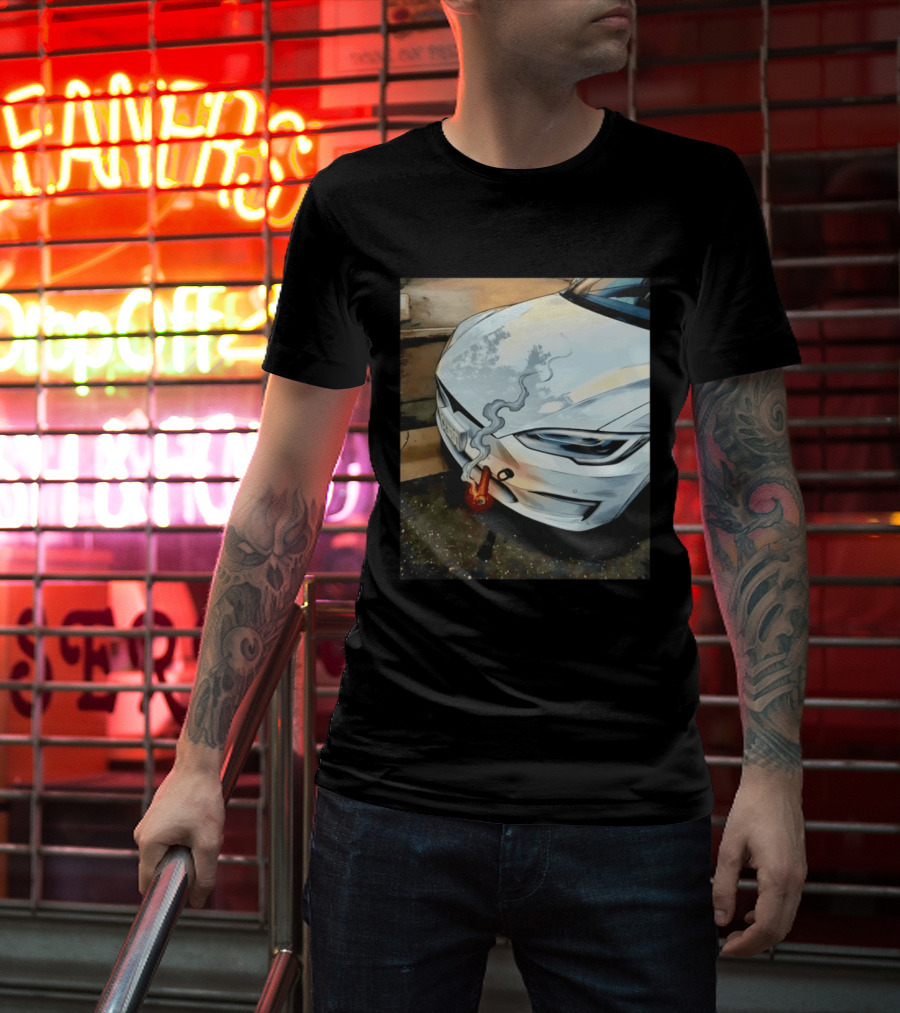 Tesla Car Smoking Light It Up T-Shirt