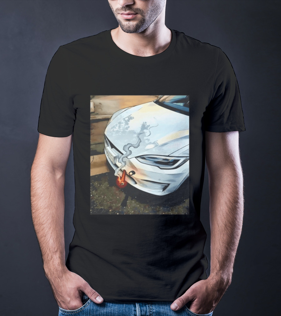 Tesla Car Smoking Light It Up T-Shirt