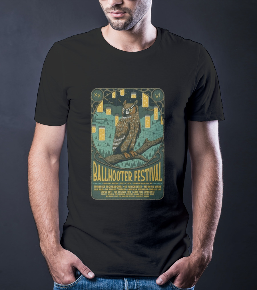 Ballhooter Festival Snowshoe Mountain 2026 Owl Lanterns Turnpike Troubadours Morgan Wade Labor Day Weekend T-Shirt