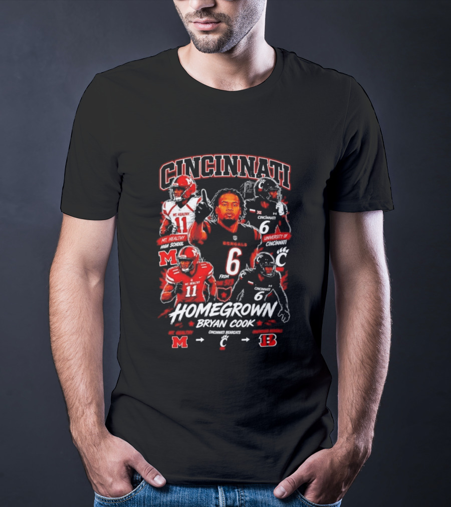 Cincinnati Bearcats Homegrown Bryan Cook University Of Cincinnati Mt. Healthy T-Shirt