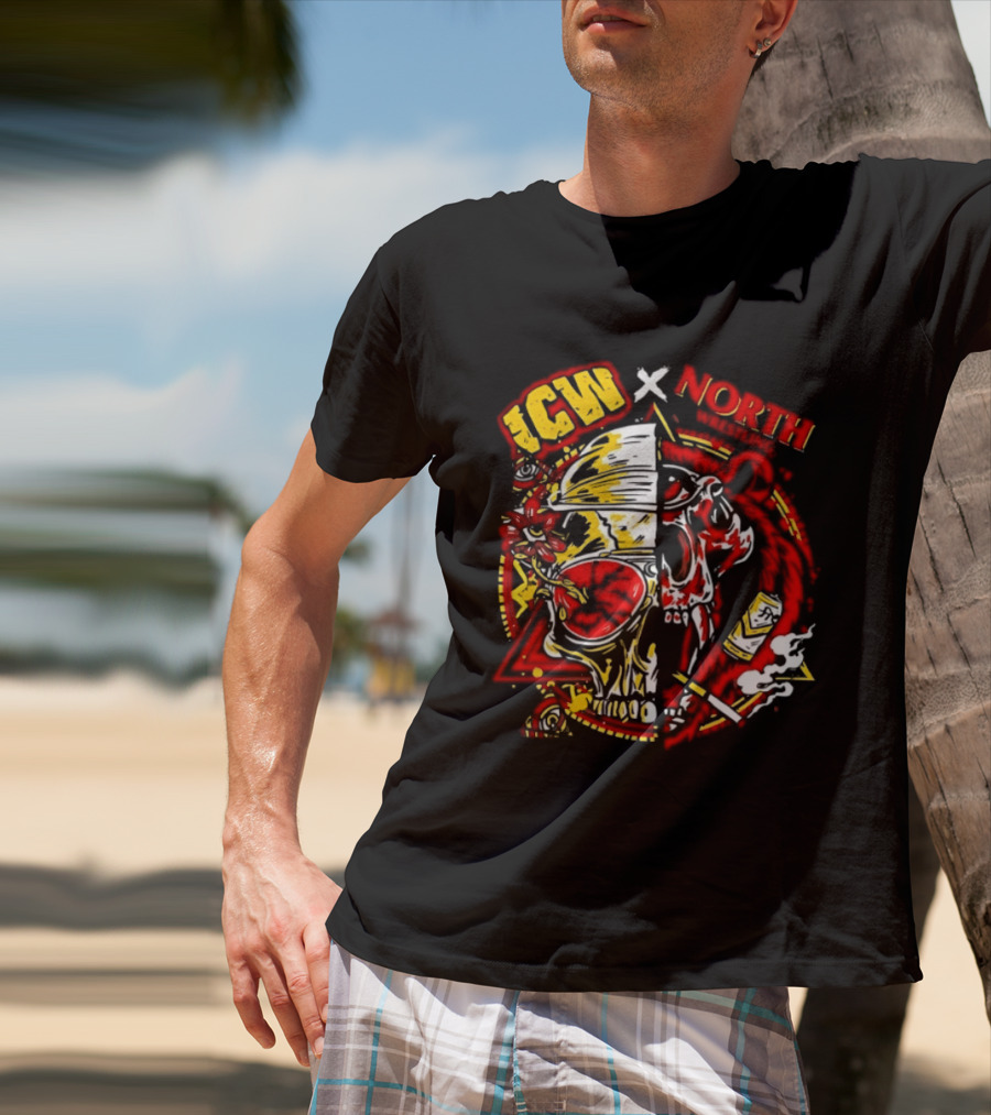 ICW X NORTH Wrestling Skull Collaboration T-Shirt