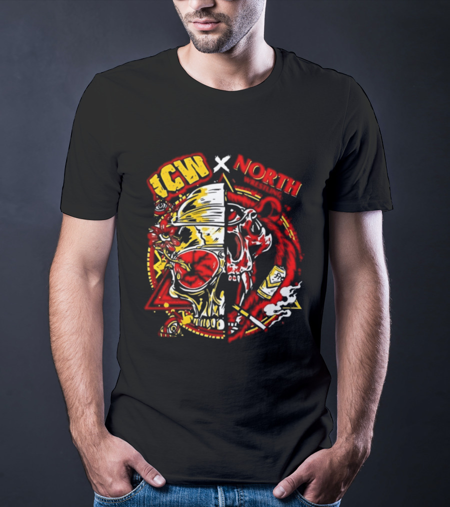 ICW X NORTH Wrestling Skull Collaboration T-Shirt