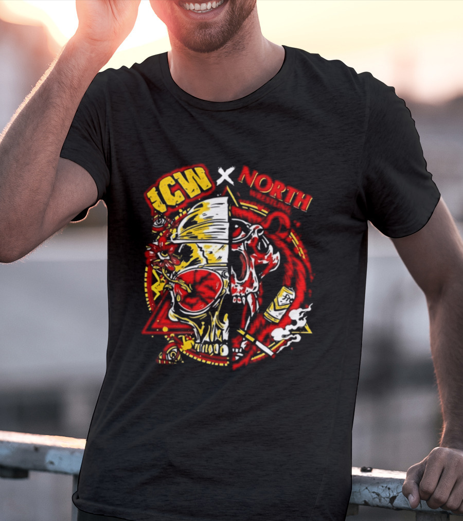 ICW X NORTH Wrestling Skull Collaboration T-Shirt