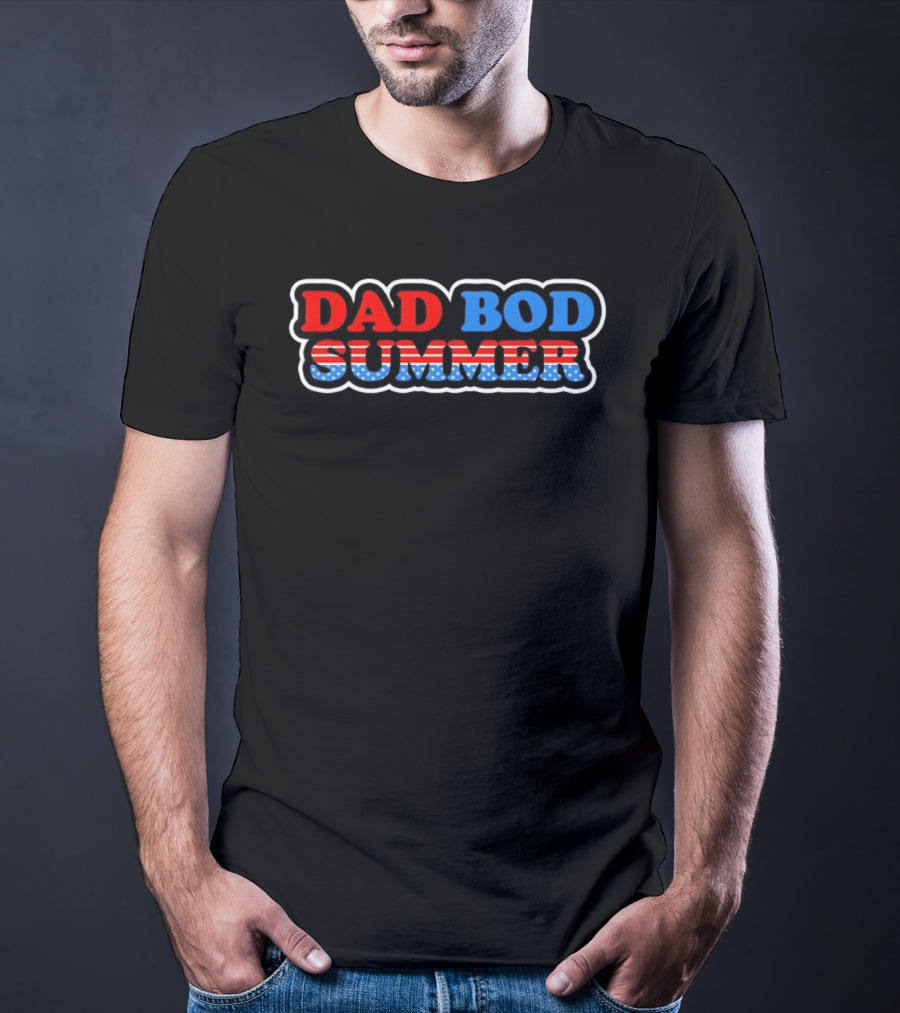Dad Bod Summer Patriotic American Flag Independence Day T-Shirt