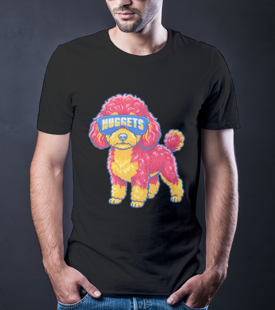 Denver Nuggets Teacup Poodle Wearing Oversized Glasses T-Shirt