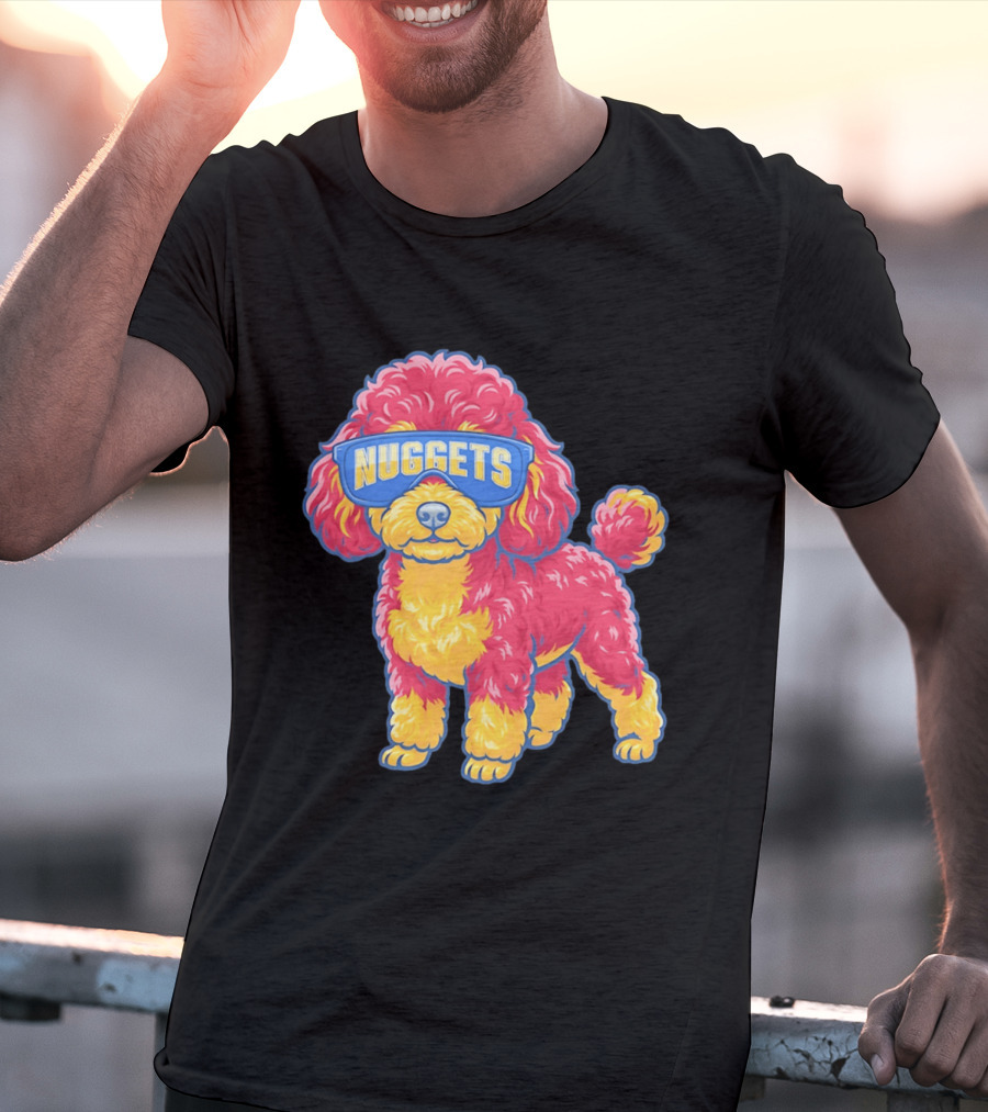 Denver Nuggets Teacup Poodle Wearing Oversized Glasses T-Shirt