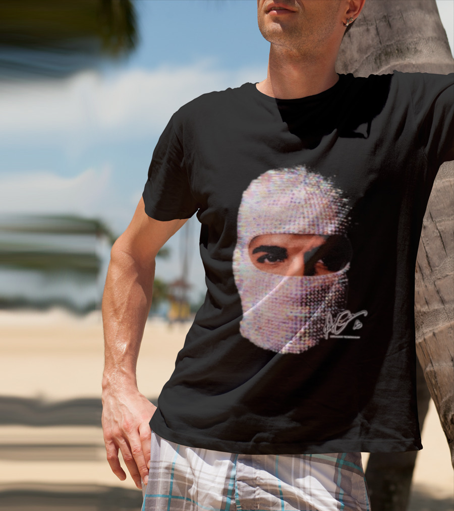 Drake Iceman Mask Jewel Encrusted Balaclava T-Shirt