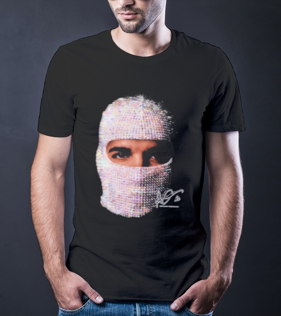 Drake Iceman Mask Jewel Encrusted Balaclava T-Shirt