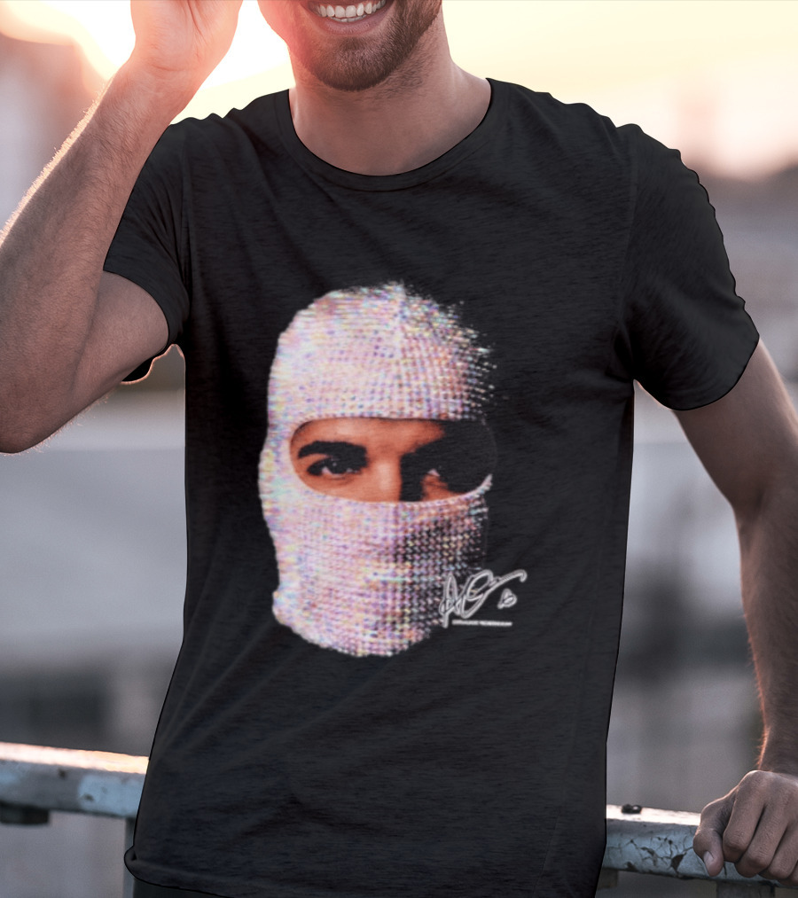 Drake Iceman Mask Jewel Encrusted Balaclava T-Shirt