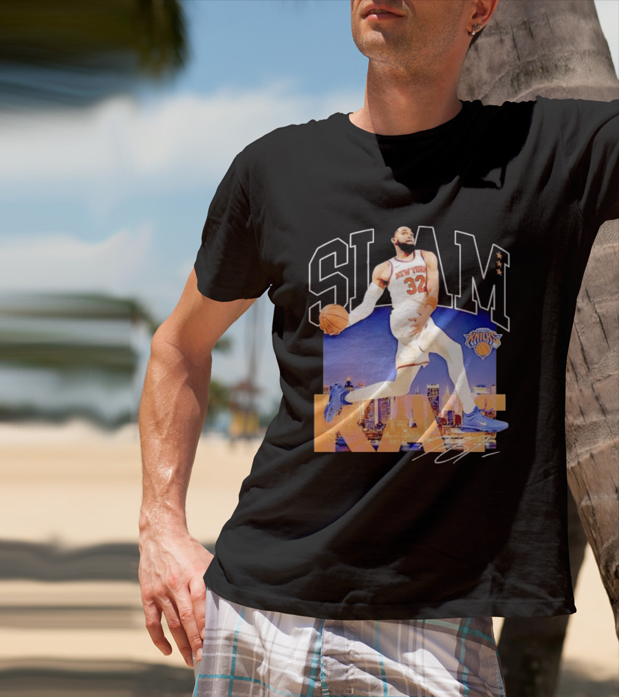 Karl Anthony Towns New York Knicks Slam Kat NBA Basketball 32 Jersey T-Shirt