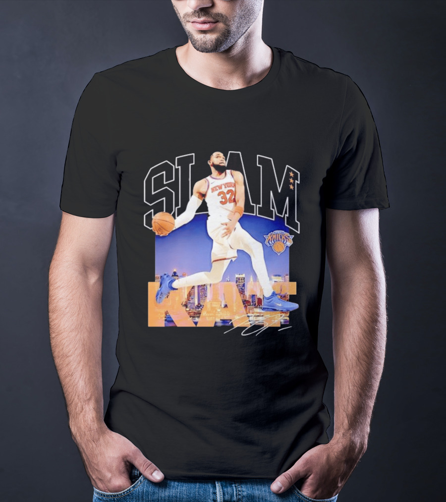 Karl Anthony Towns New York Knicks Slam Kat NBA Basketball 32 Jersey T-Shirt