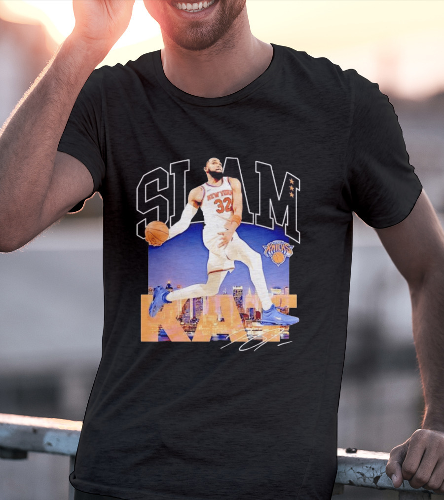 Karl Anthony Towns New York Knicks Slam Kat NBA Basketball 32 Jersey T-Shirt