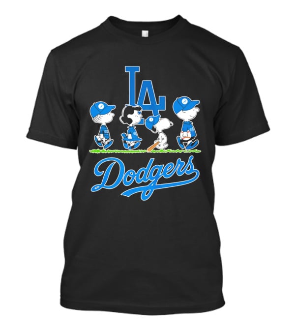 Peanuts Characters Los Angeles Dodgers Abbey Road T-Shirt