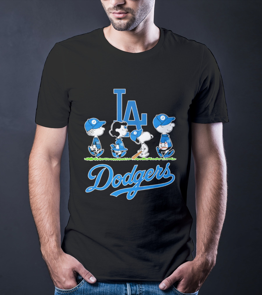 Peanuts Characters Los Angeles Dodgers Abbey Road T-Shirt