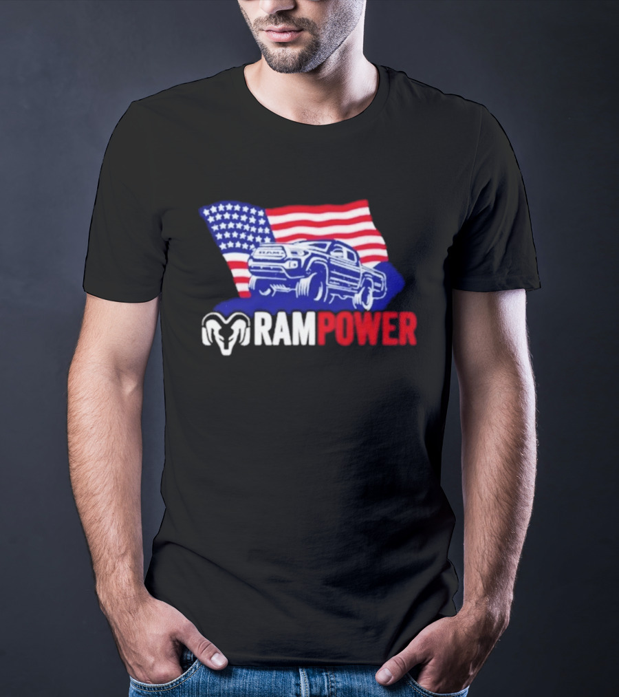 Ram Power Truck American Flag 2026 Patriotic T-Shirt