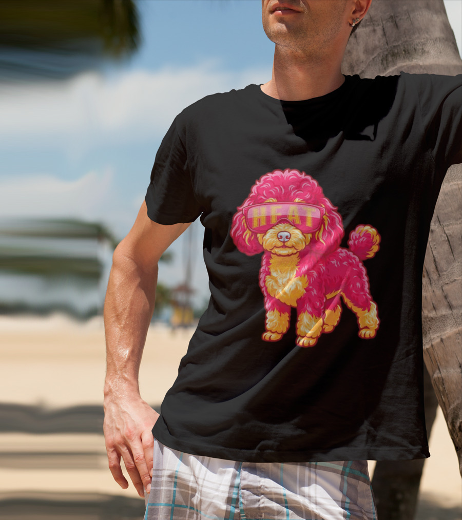 Miami Heat Teacup Poodle Cartoon HEAT Glasses T-Shirt