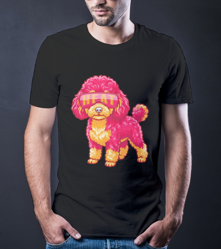 Miami Heat Teacup Poodle Cartoon HEAT Glasses T-Shirt