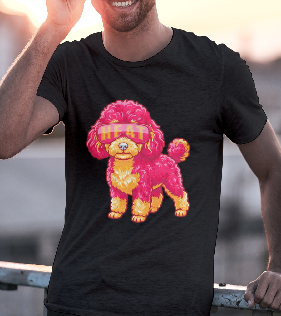 Miami Heat Teacup Poodle Cartoon HEAT Glasses T-Shirt