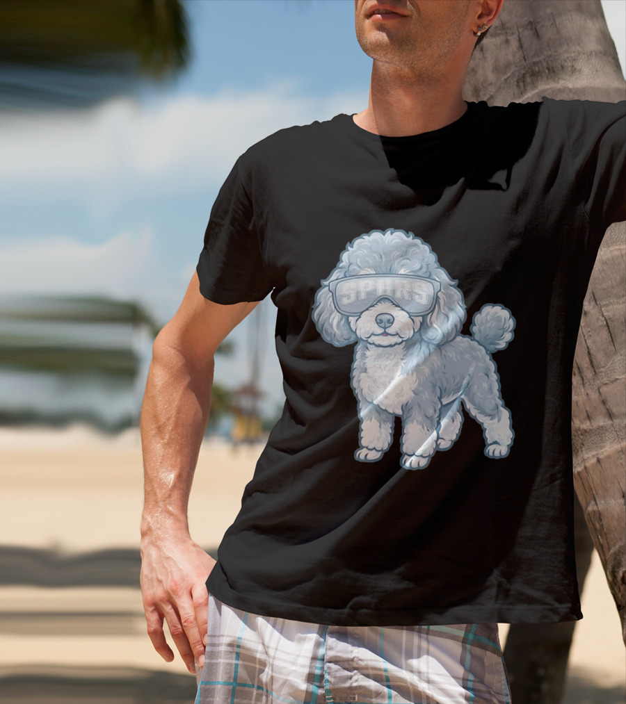 San Antonio Spurs Teacup Poodle With Goggles T-Shirt