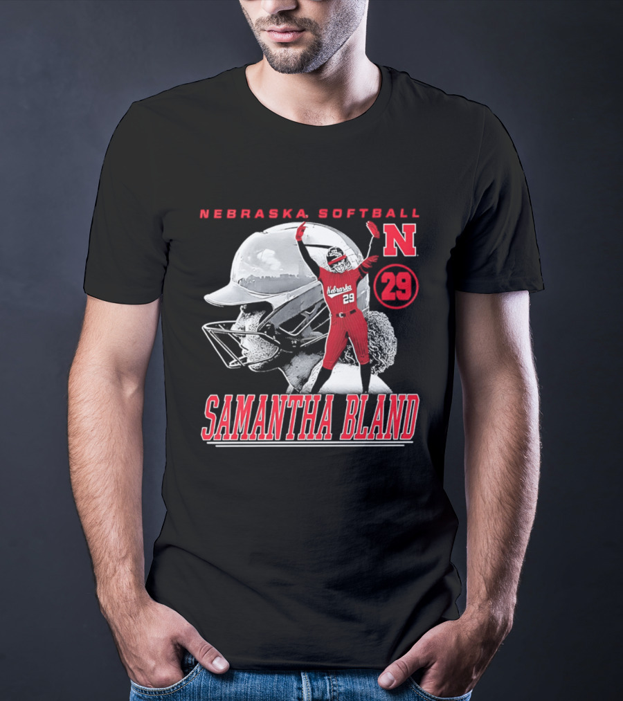 Nebraska Softball Samantha Bland Number 29 Player Iconic N T-Shirt