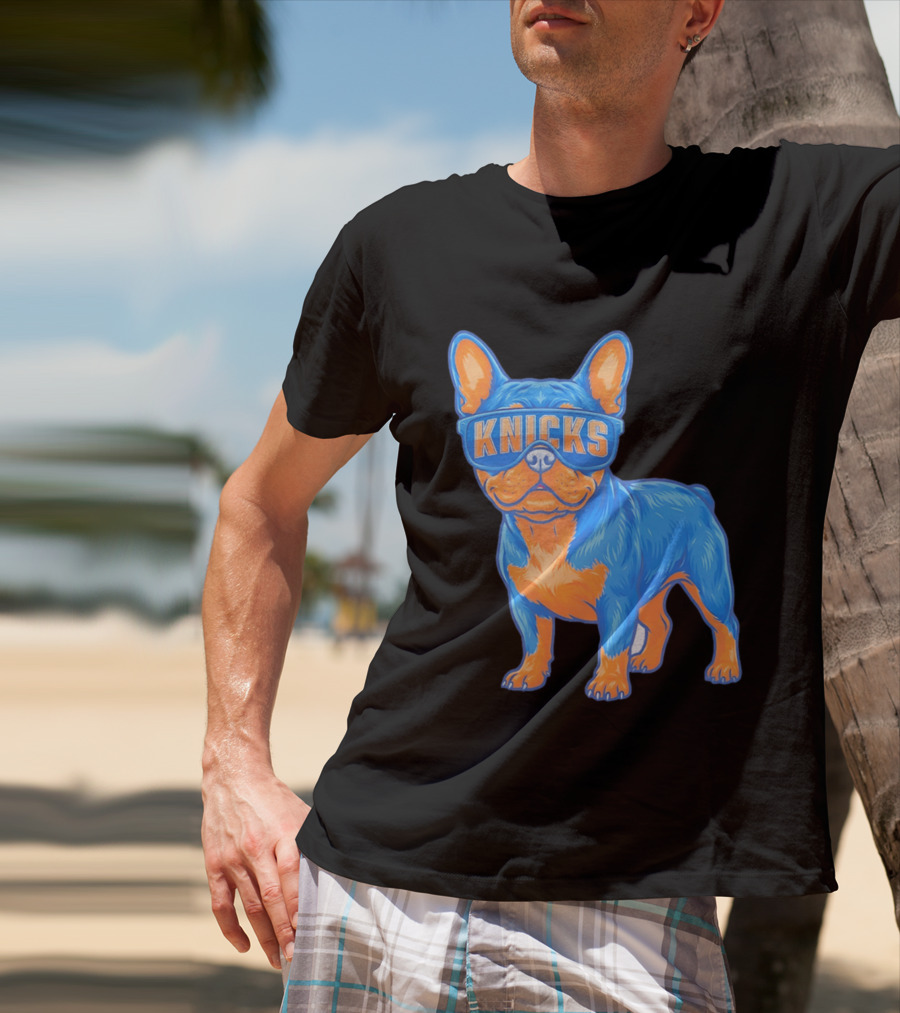 New York Knicks Bulldog Wearing Sunglasses T-Shirt