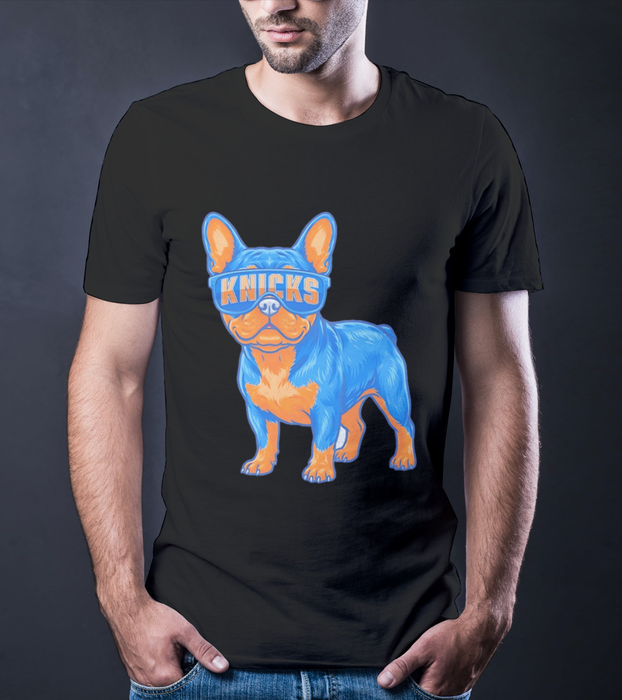 New York Knicks Bulldog Wearing Sunglasses T-Shirt