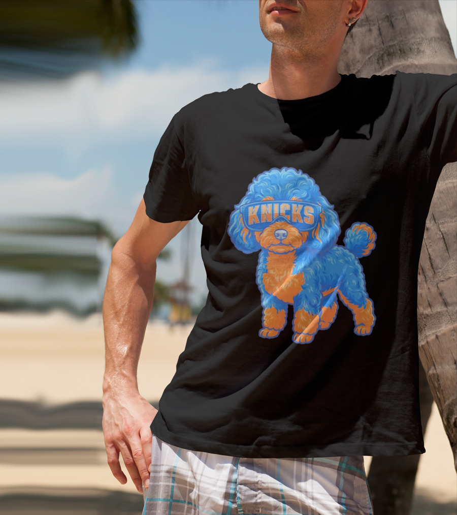 New York Knicks Teacup Poodle Cartoon Glasses T-Shirt