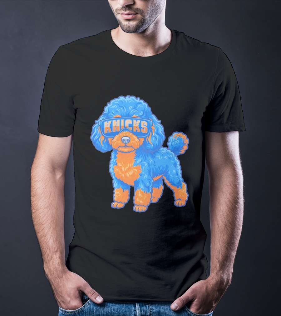 New York Knicks Teacup Poodle Cartoon Glasses T-Shirt