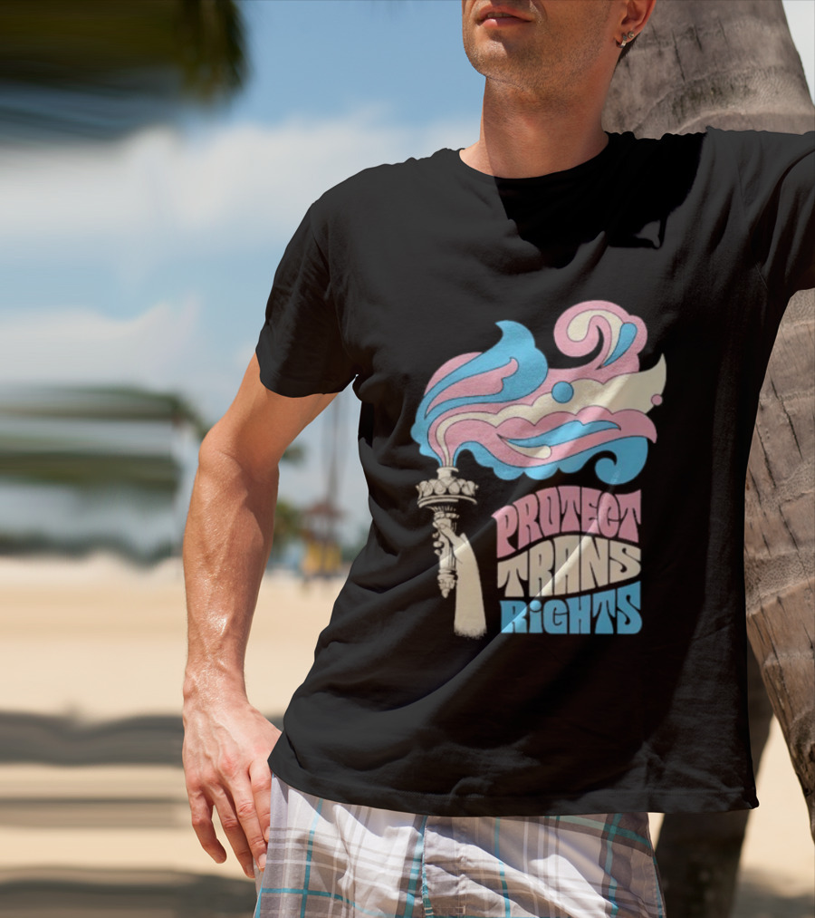 Protect Trans Rights Torch Symbol Bold Pride T-Shirt