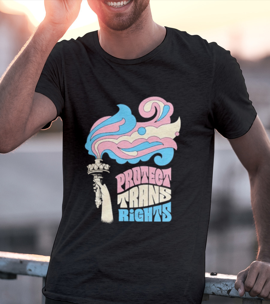 Protect Trans Rights Torch Symbol Bold Pride T-Shirt