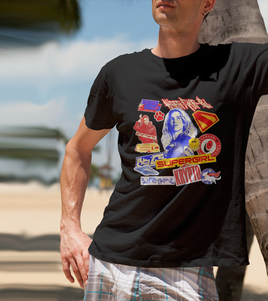 Supergirl Sasha Calle Krypto The Superdog DC Comics Sticker Collage Superhero T-Shirt