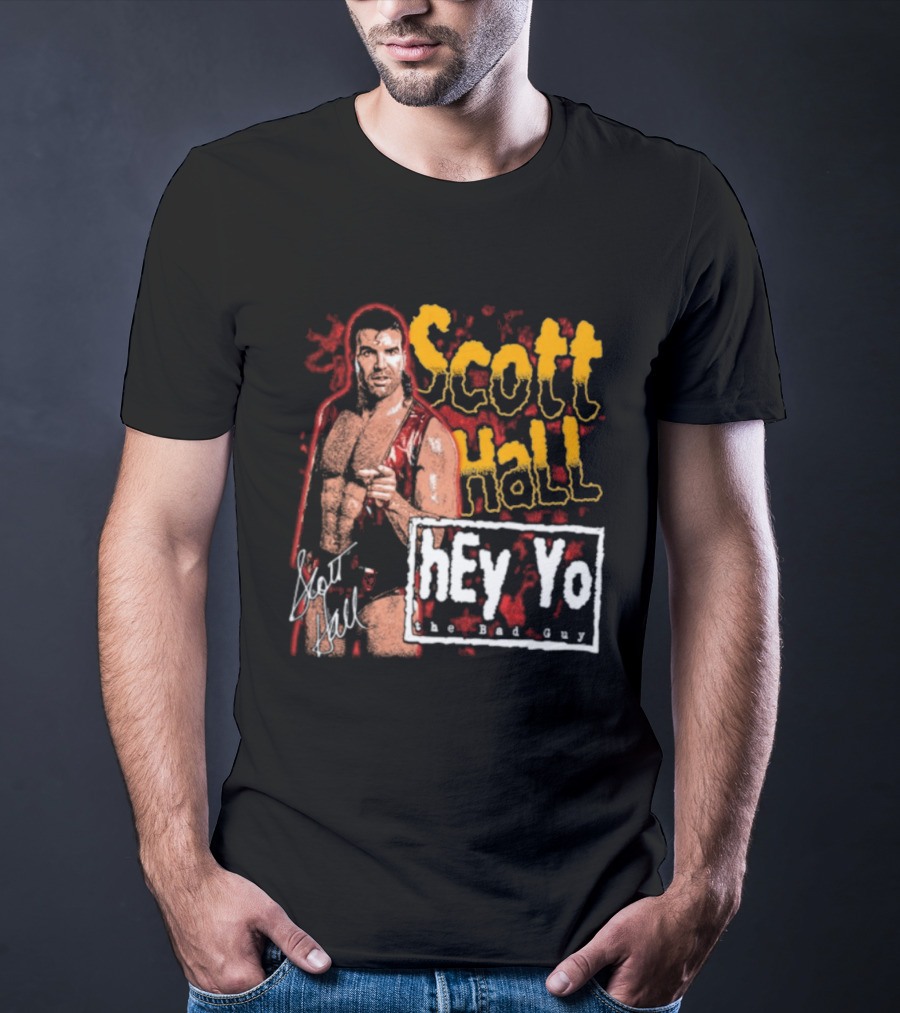 Scott Hall Hey Yo The Bad Guy Wrestling Legend WCW T-Shirt