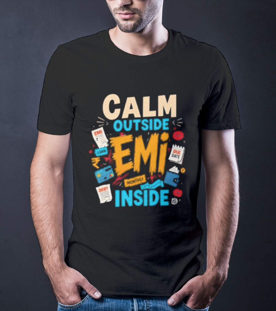 Calm Outside Anxiety Surrounding EMI Monthly Payments Inside T-Shirt