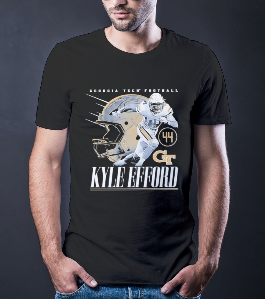 Georgia Tech Football Kyle Efford 44 GT Helmet T-Shirt