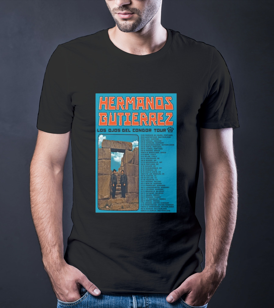 Hermanos Gutierrez Los Ojos Del Condor Tour 2026 Portugal Switzerland Germany Netherlands Spain USA Mexico Canada T-Shirt