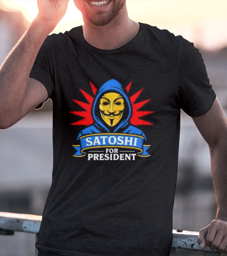 Satoshi For President Crypto Revolution Guy Fawkes Mask T-Shirt