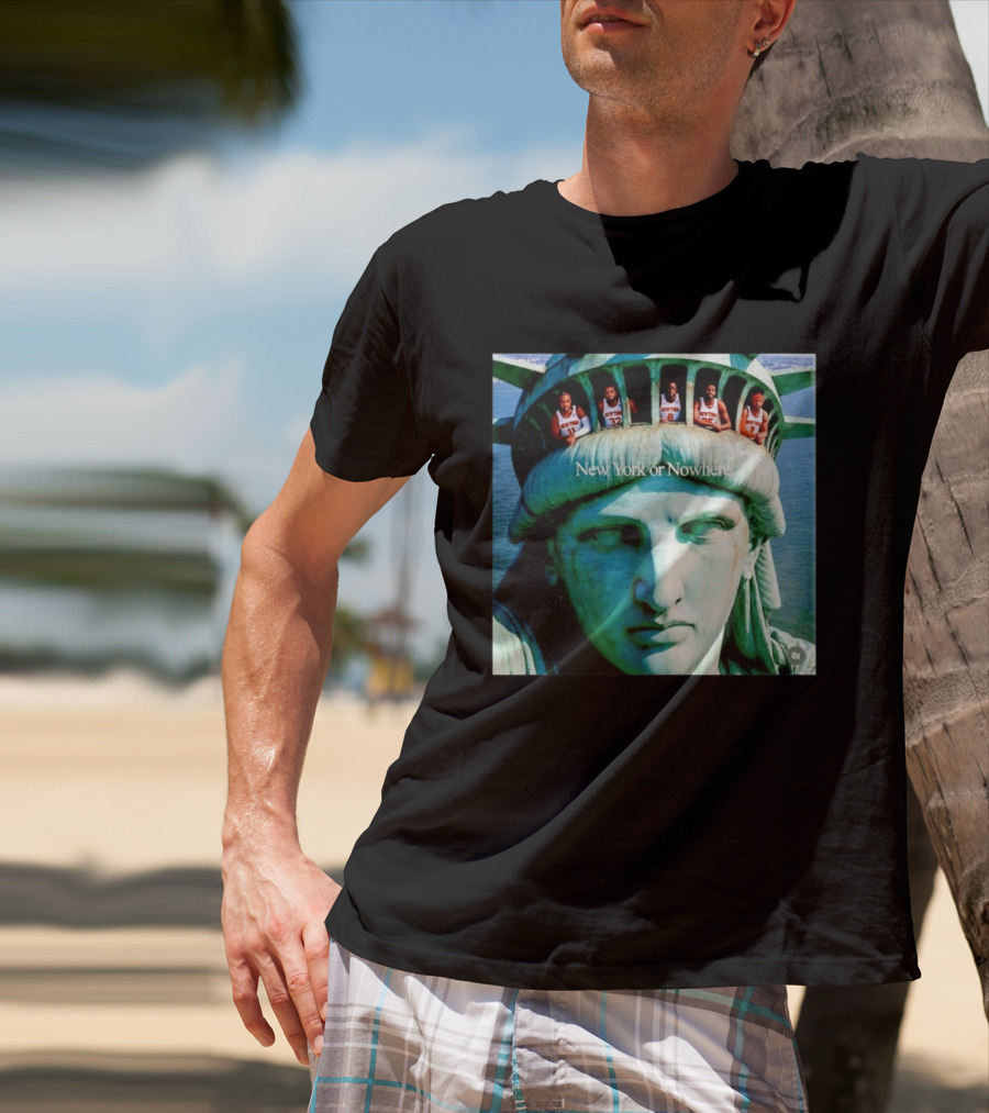 New York Knicks Jalen Brunson Karl Anthony Towns OG Anunoby Mikal Bridges Josh Hart Statue Of Liberty New York Or Nowhere T-Shirt
