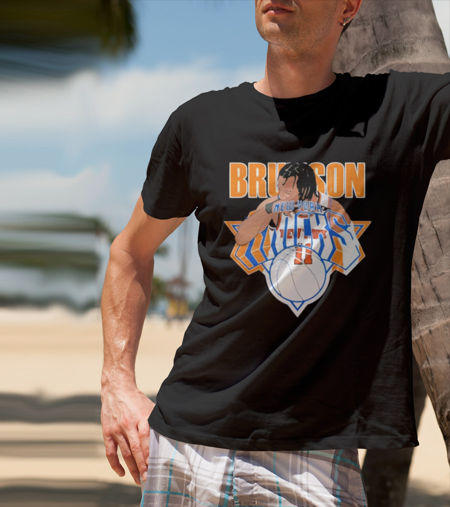 Jalen Brunson New York Knicks 11 Caricature Basketball T-Shirt