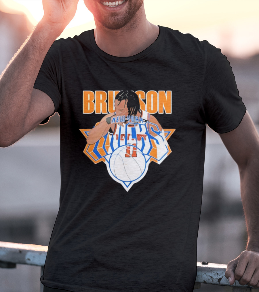 Jalen Brunson New York Knicks 11 Caricature Basketball T-Shirt